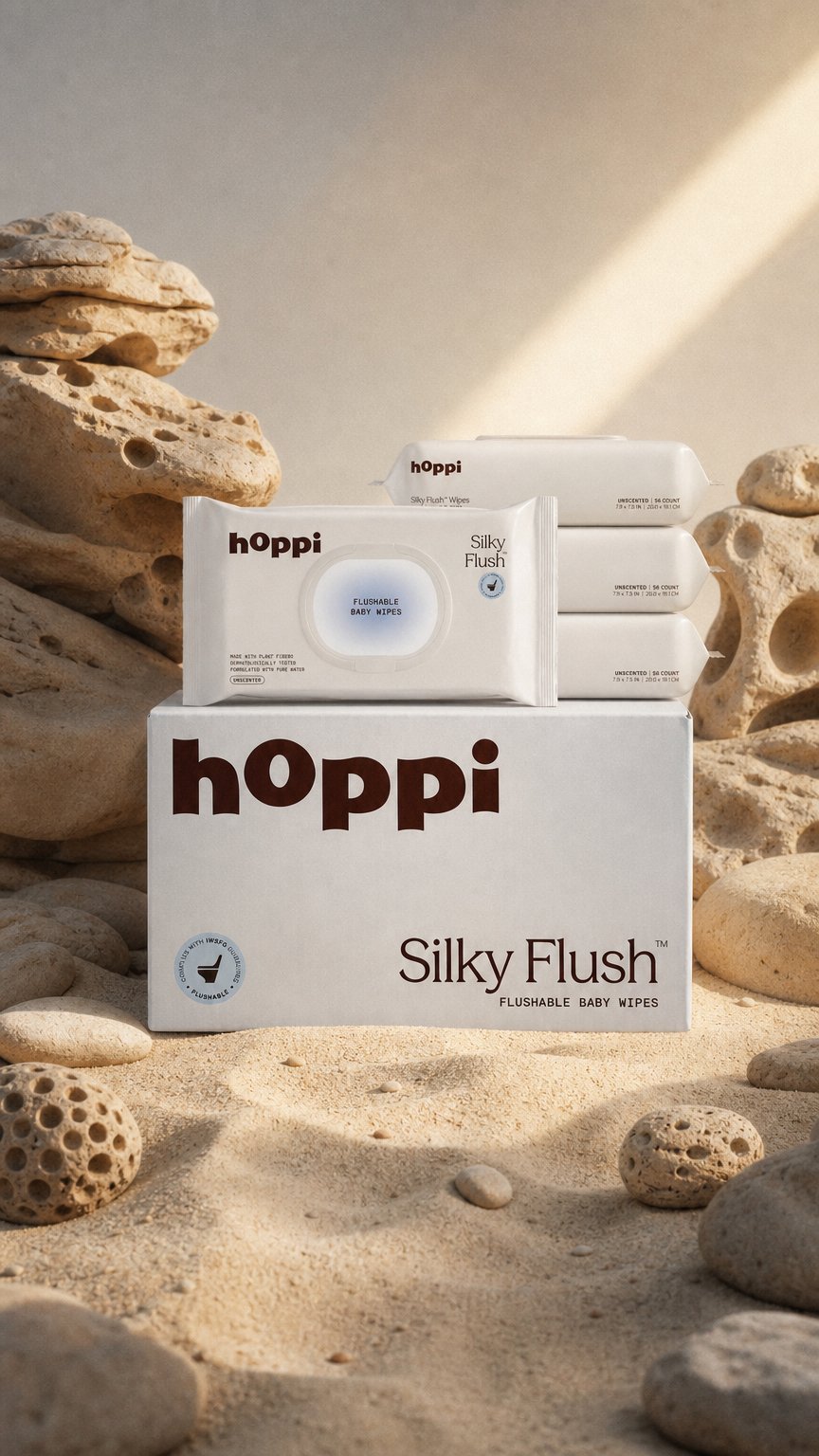 AI product shot of Silky Flush Wipes