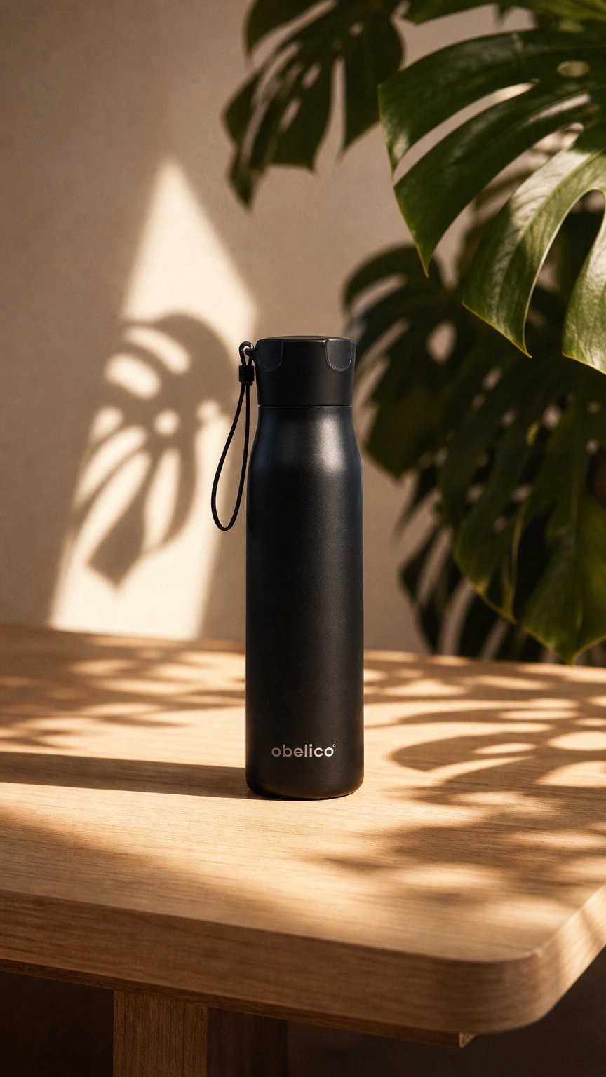 AI product shot of Premium obelico Edelstahltrinkflasche