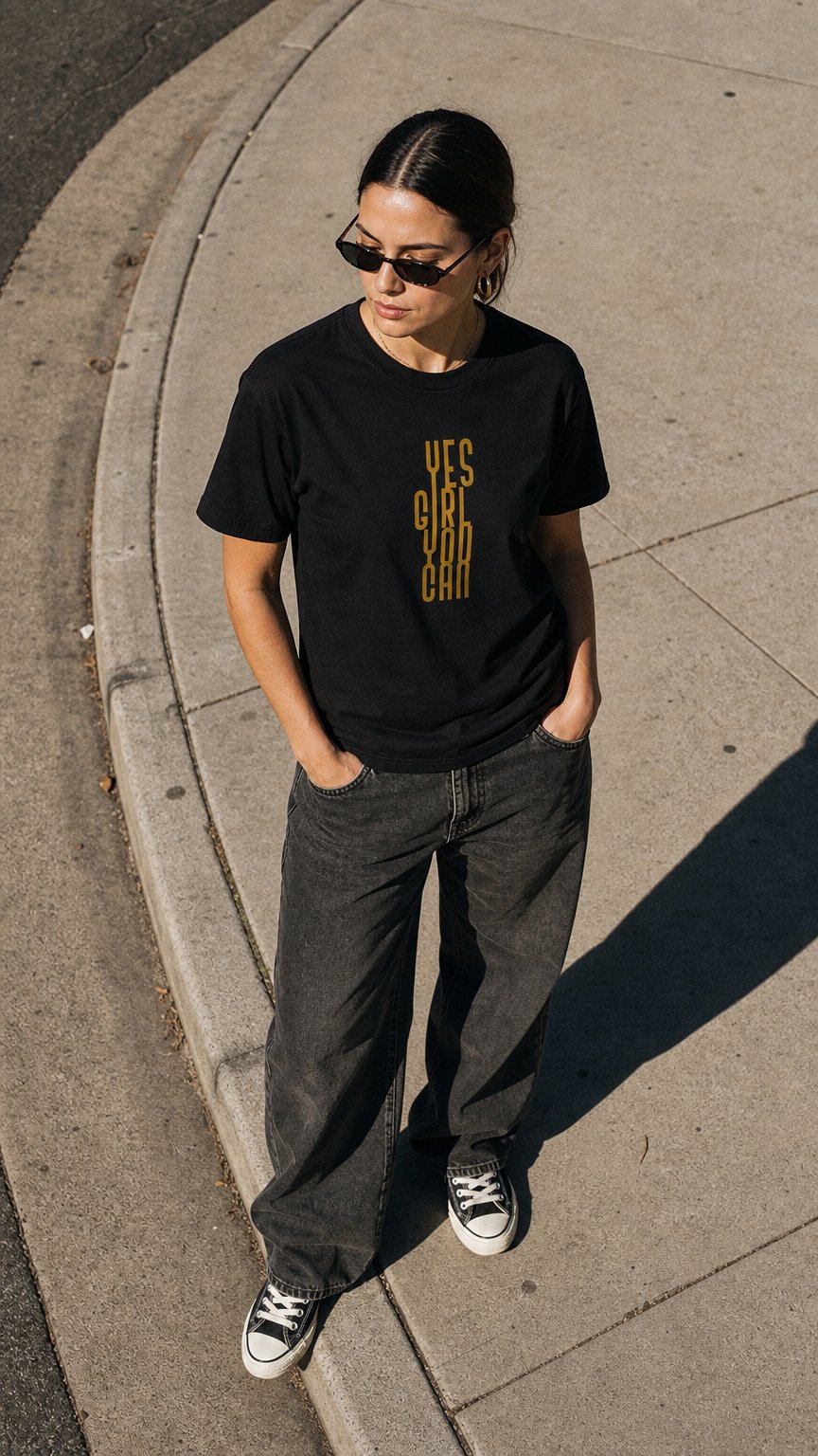 AI product shot of Yes Girl You Can Unisex T-särk