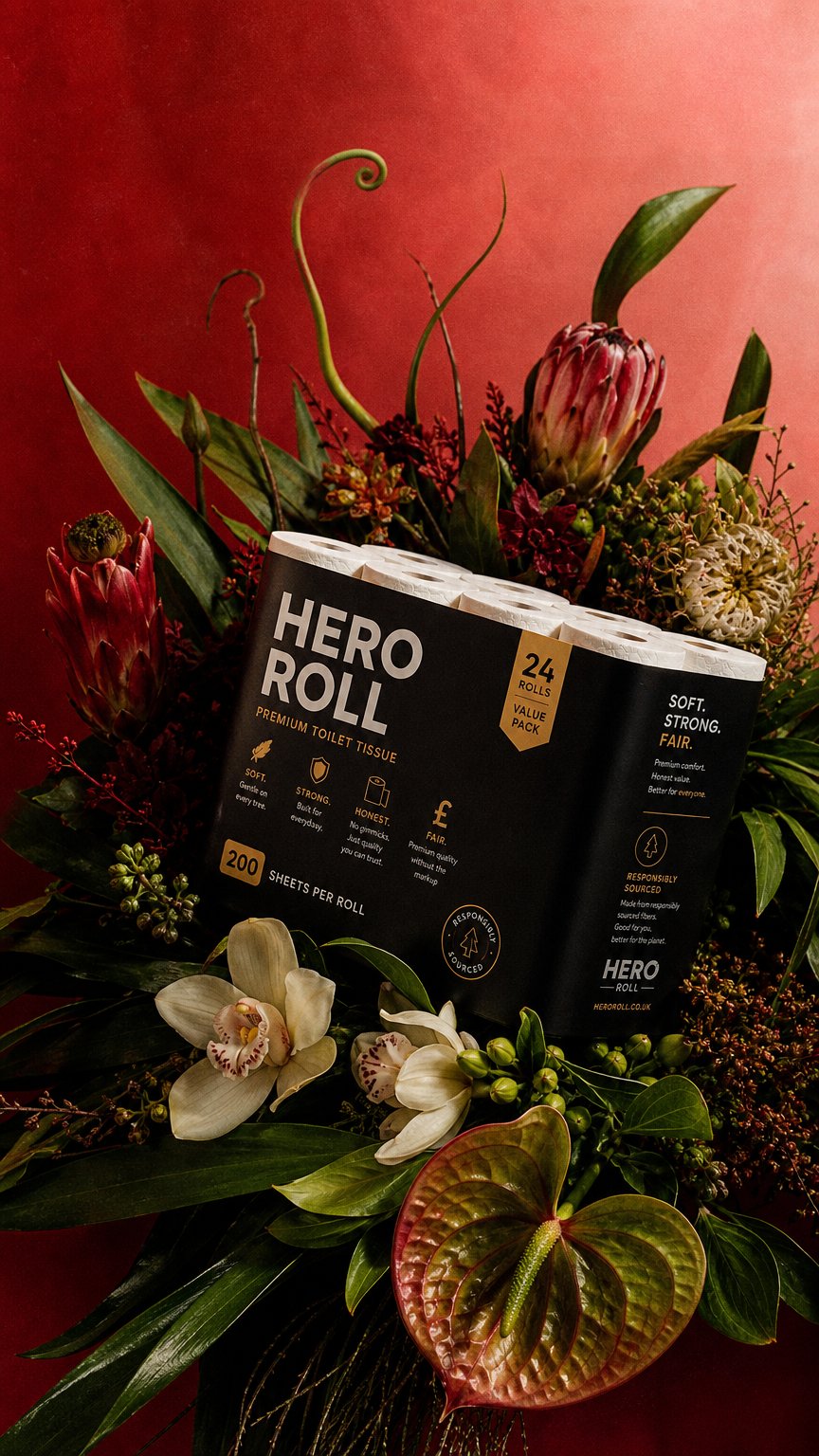 AI product shot of Hero Roll Premium Toilet Tissue