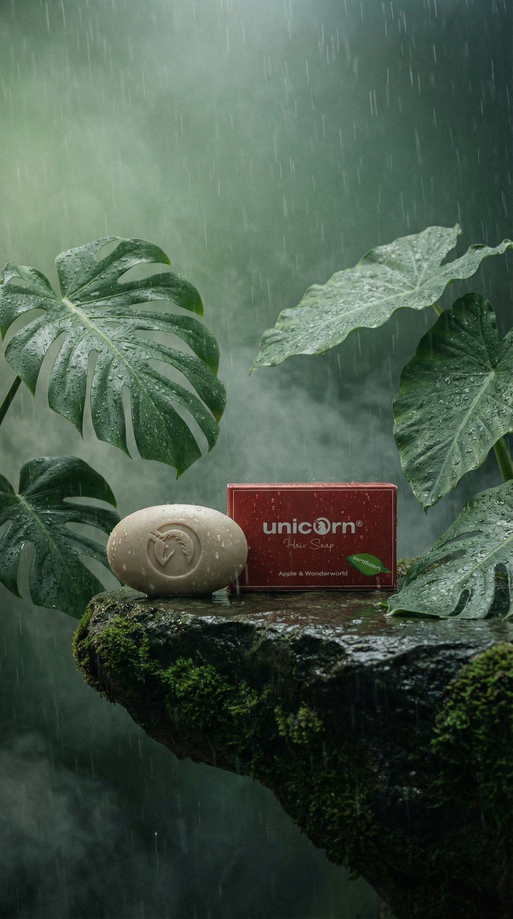 AI product shot of unicorn® Apfel-Haarseife mit Goethe-Pflanzenextrakt