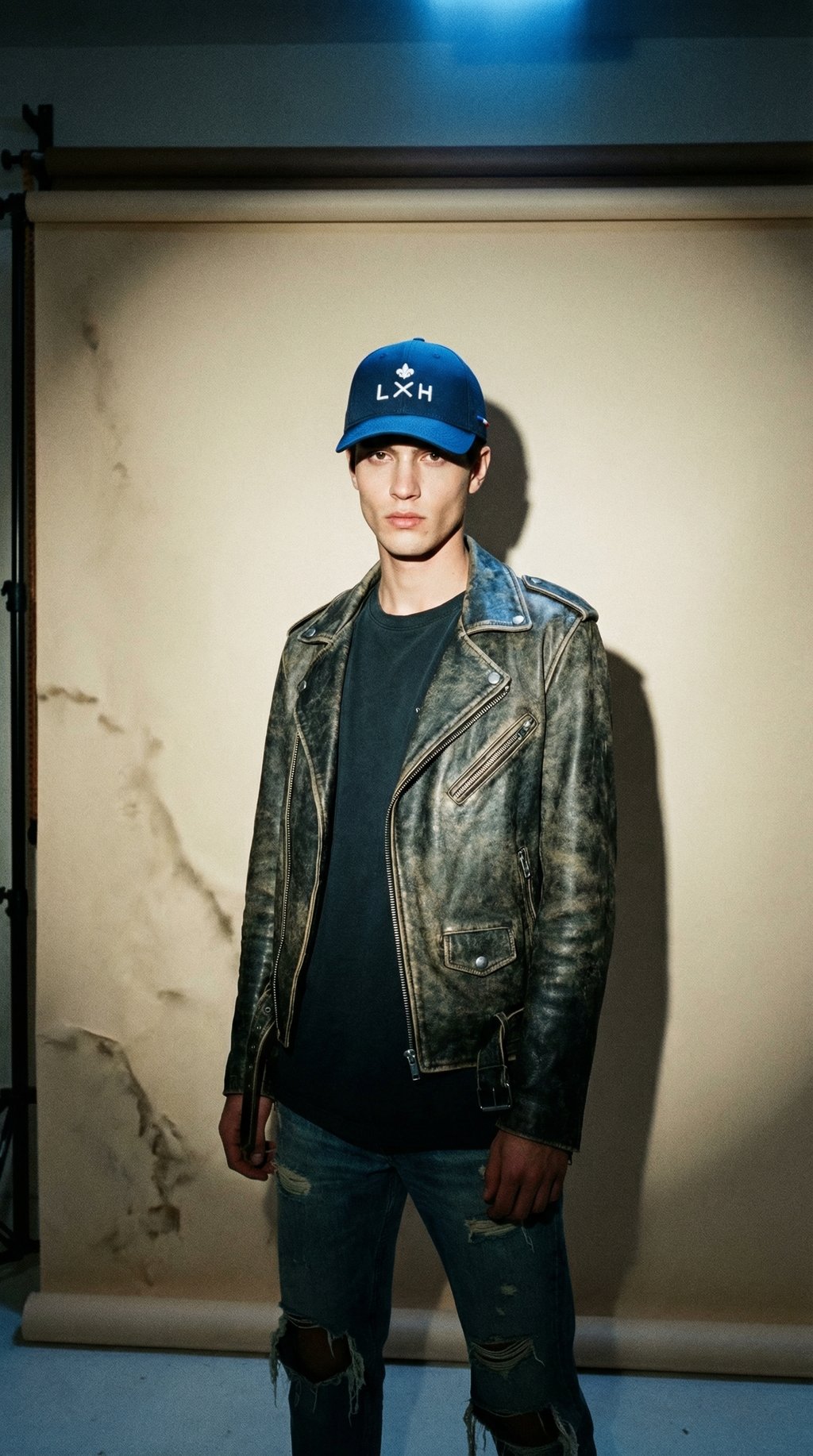 AI product shot of Navy Blue Nylon “Heritage” Cap