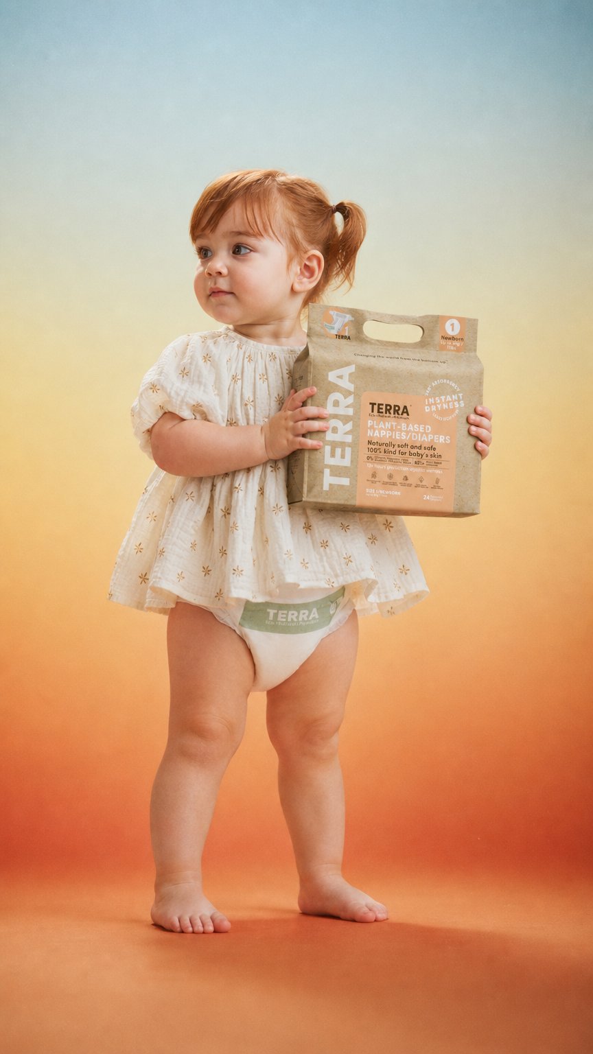 AI product shot of TERRA Plant Based Diapers