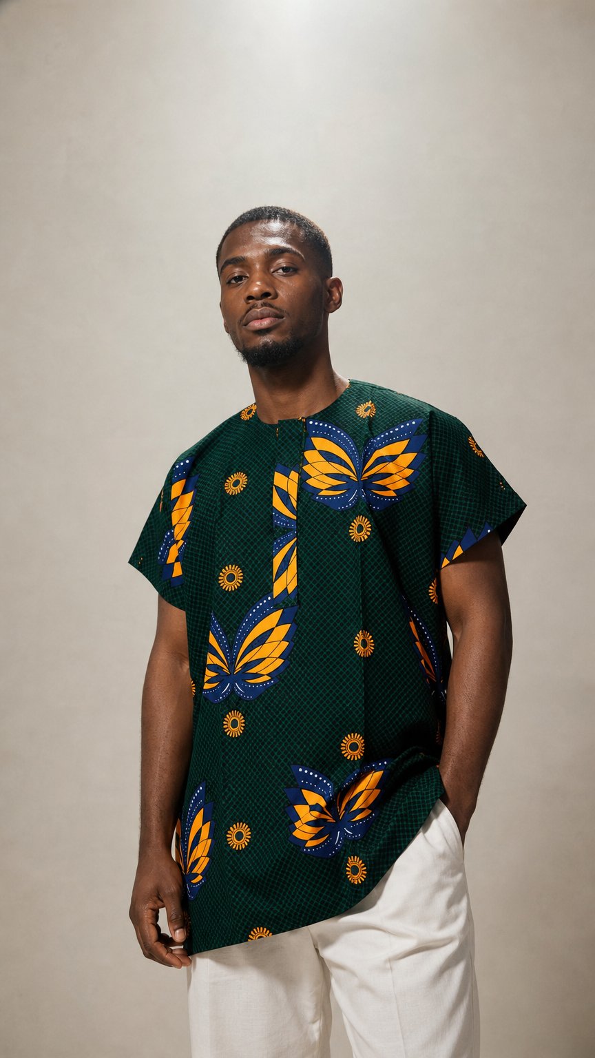 AI product shot of Sidi African Print Dashiki