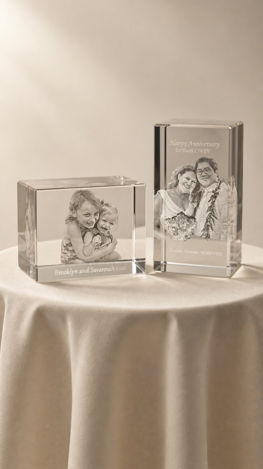 AI product shot of 3D Photo Crystal Cube (Design Online)