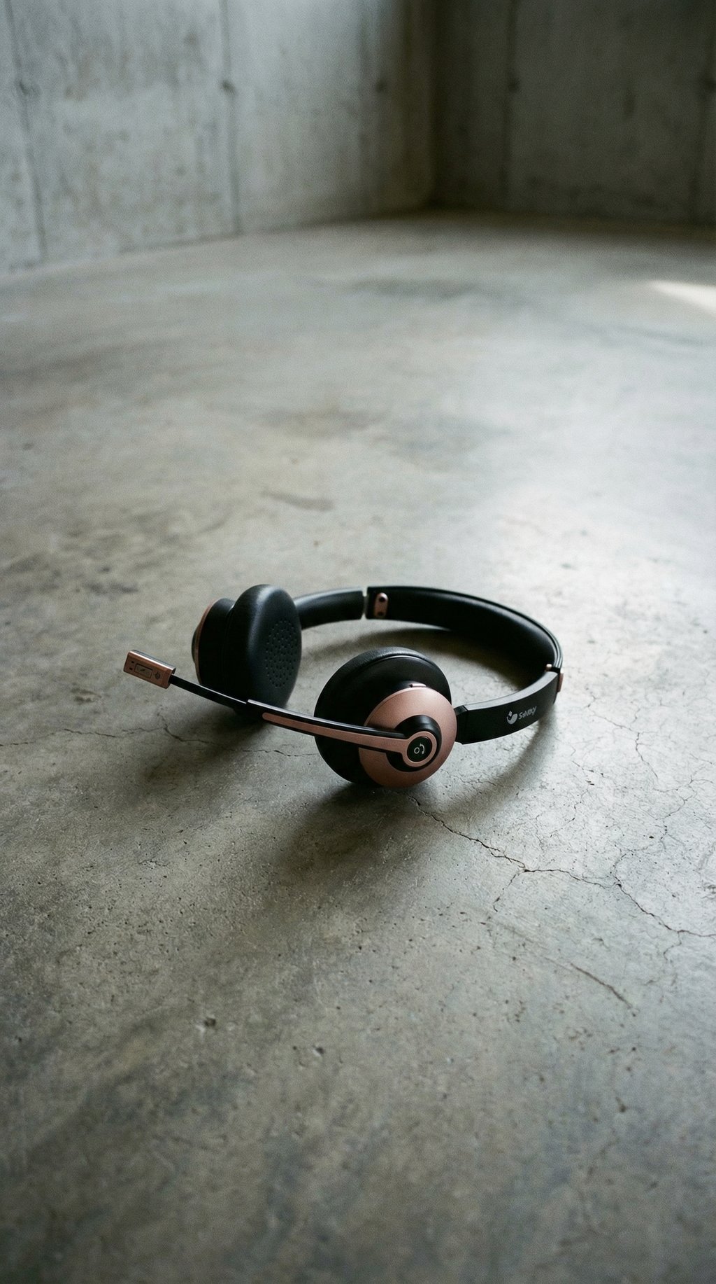 AI product shot of Bluetooth Headset, Wireless Headphones with Microphone Noise Cancelling, On Ear Headphones with Mic Mute