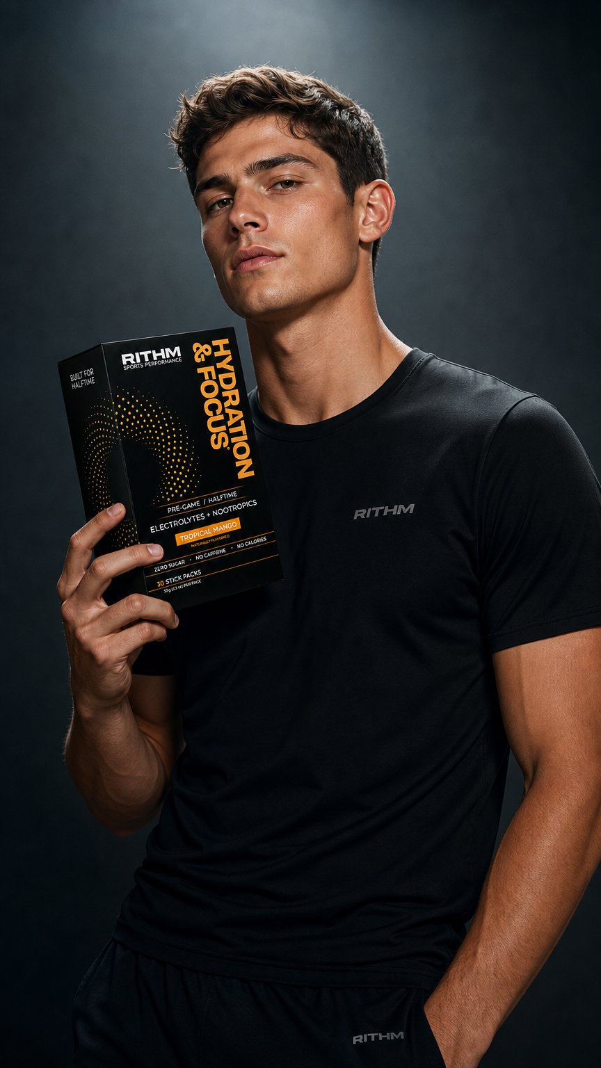 AI product shot of Hydration & Focus Electrolytes + Nootropics (30 Stick Packs)
