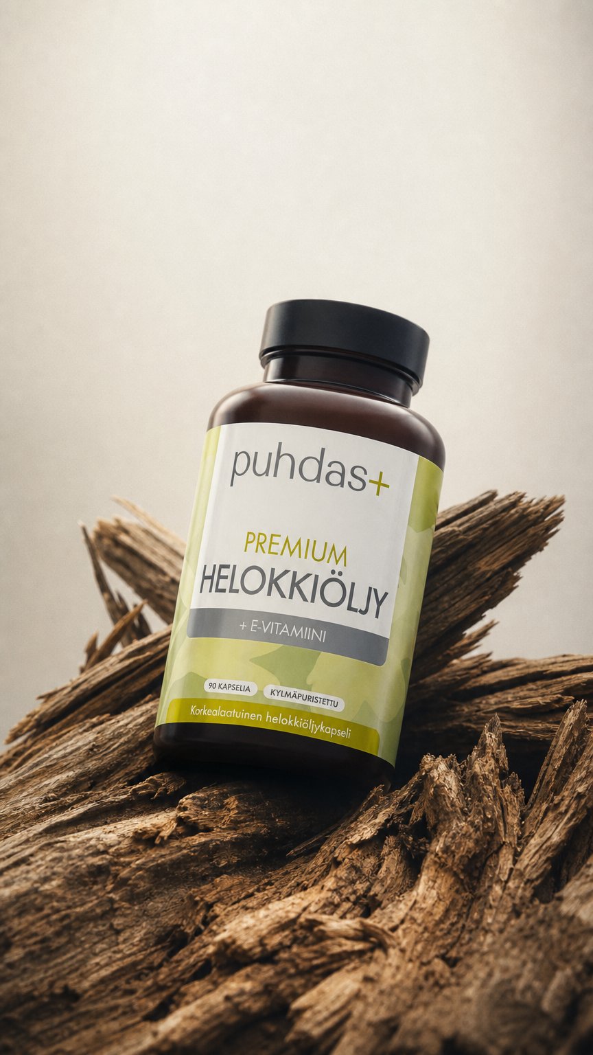 AI product shot of Helokkiöljy 90kaps
