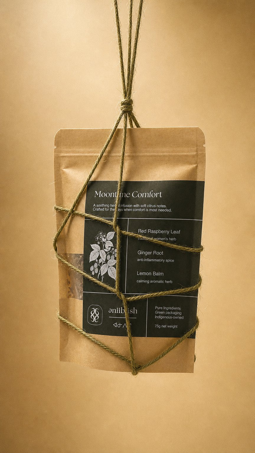 AI product shot of Moontime Comfort Herbal Tea