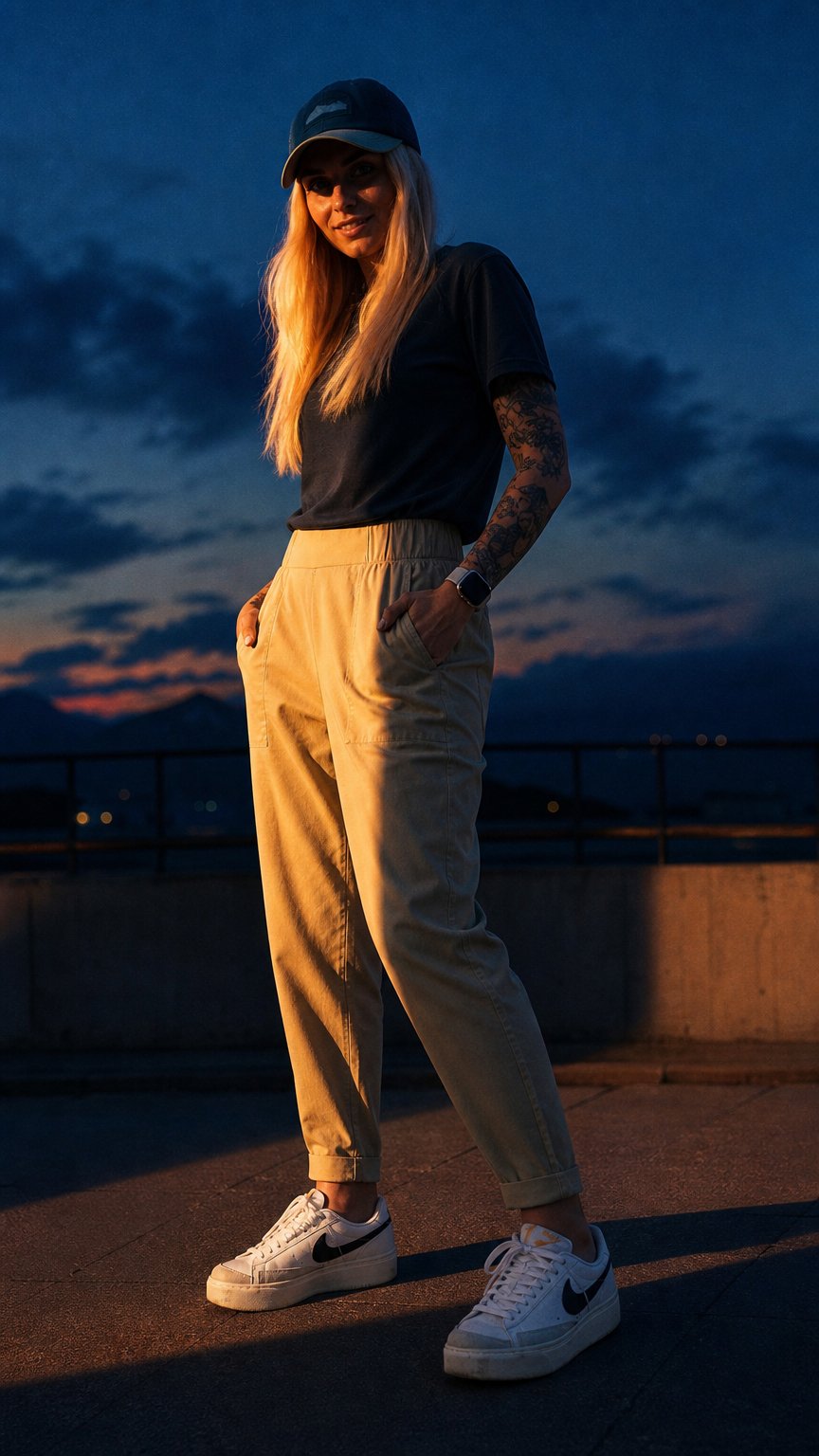 AI product shot of Spodnie damskie FLOV Banao Lady jasno brązowe