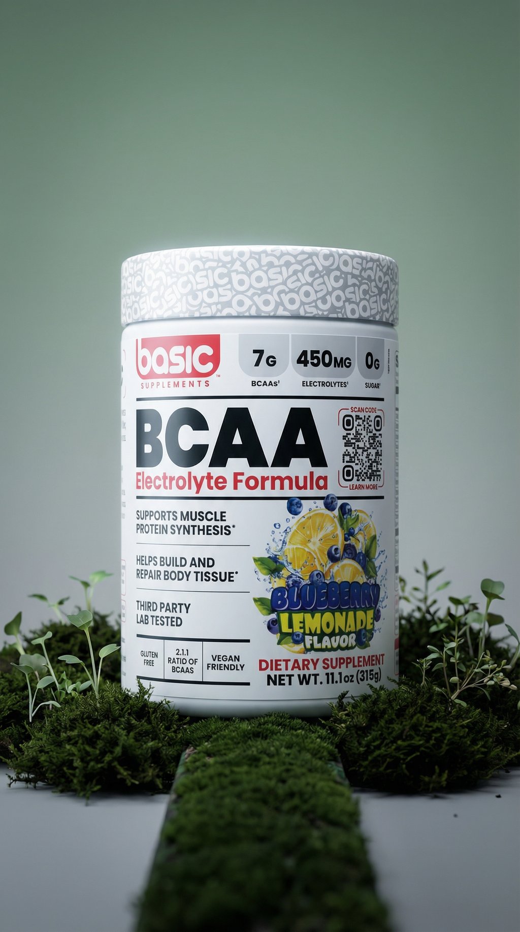 AI product shot of Blueberry Lemonade Basic BCAA