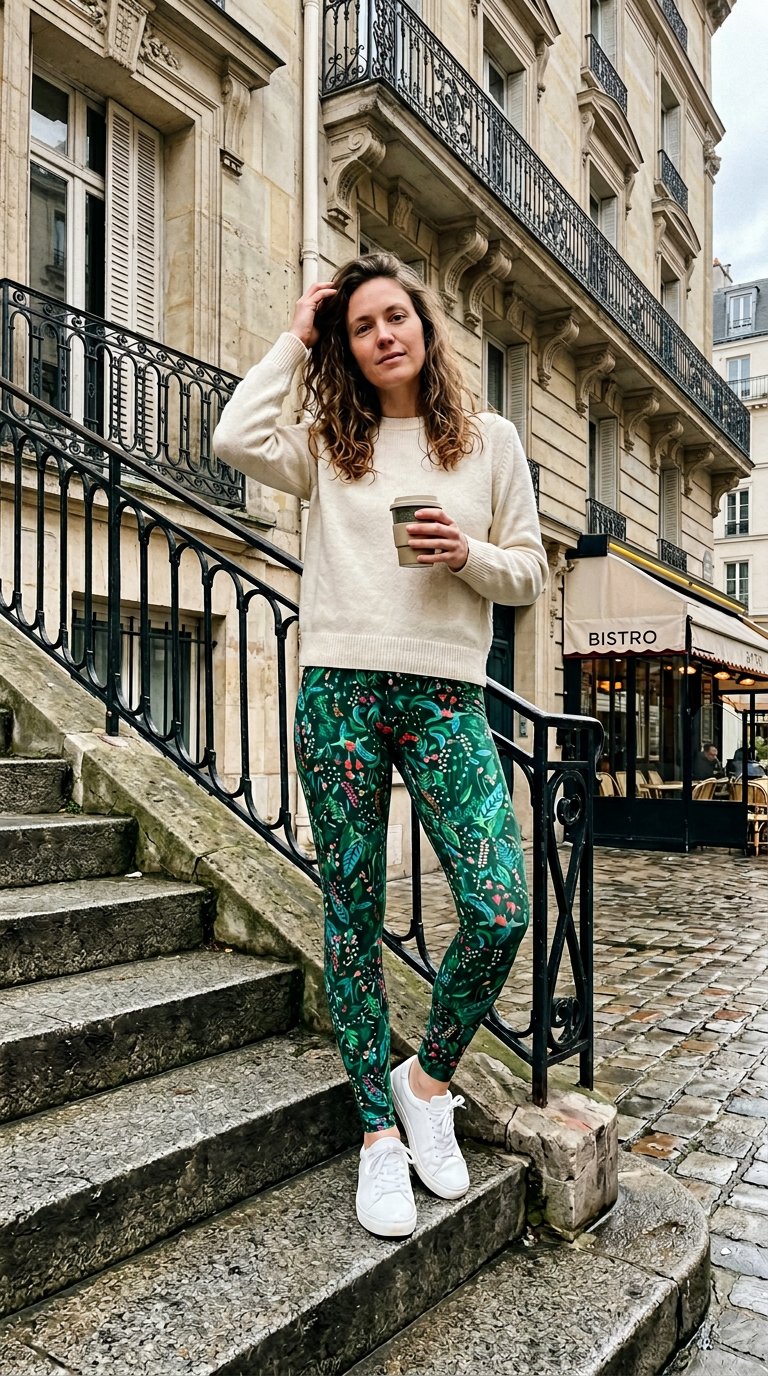 AI product shot of Leggings Flower Power Grün