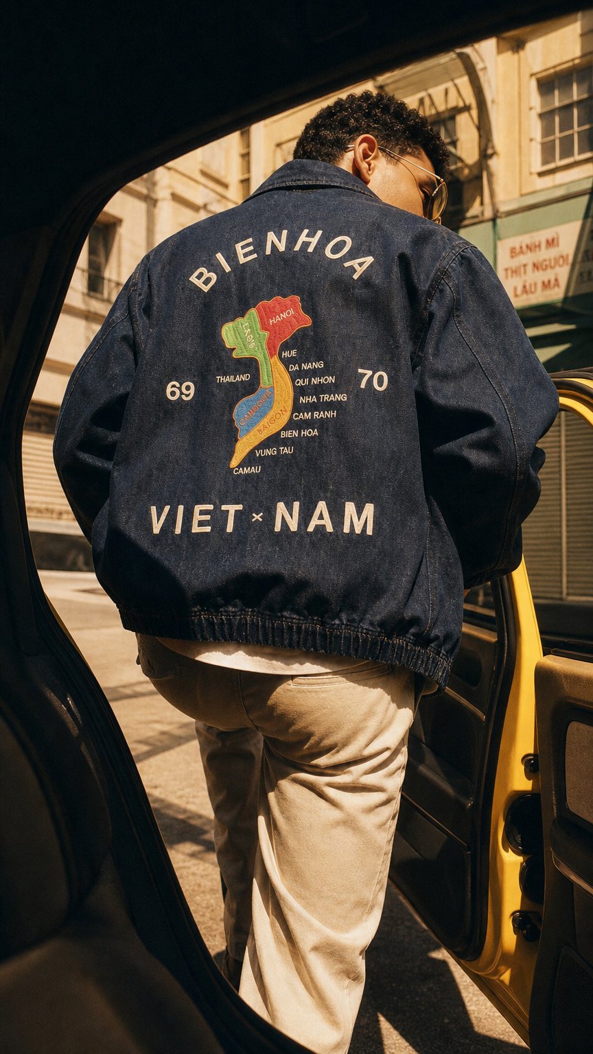 AI product shot of Japanese Repro Jacket, M, Houston & Inc., Blue