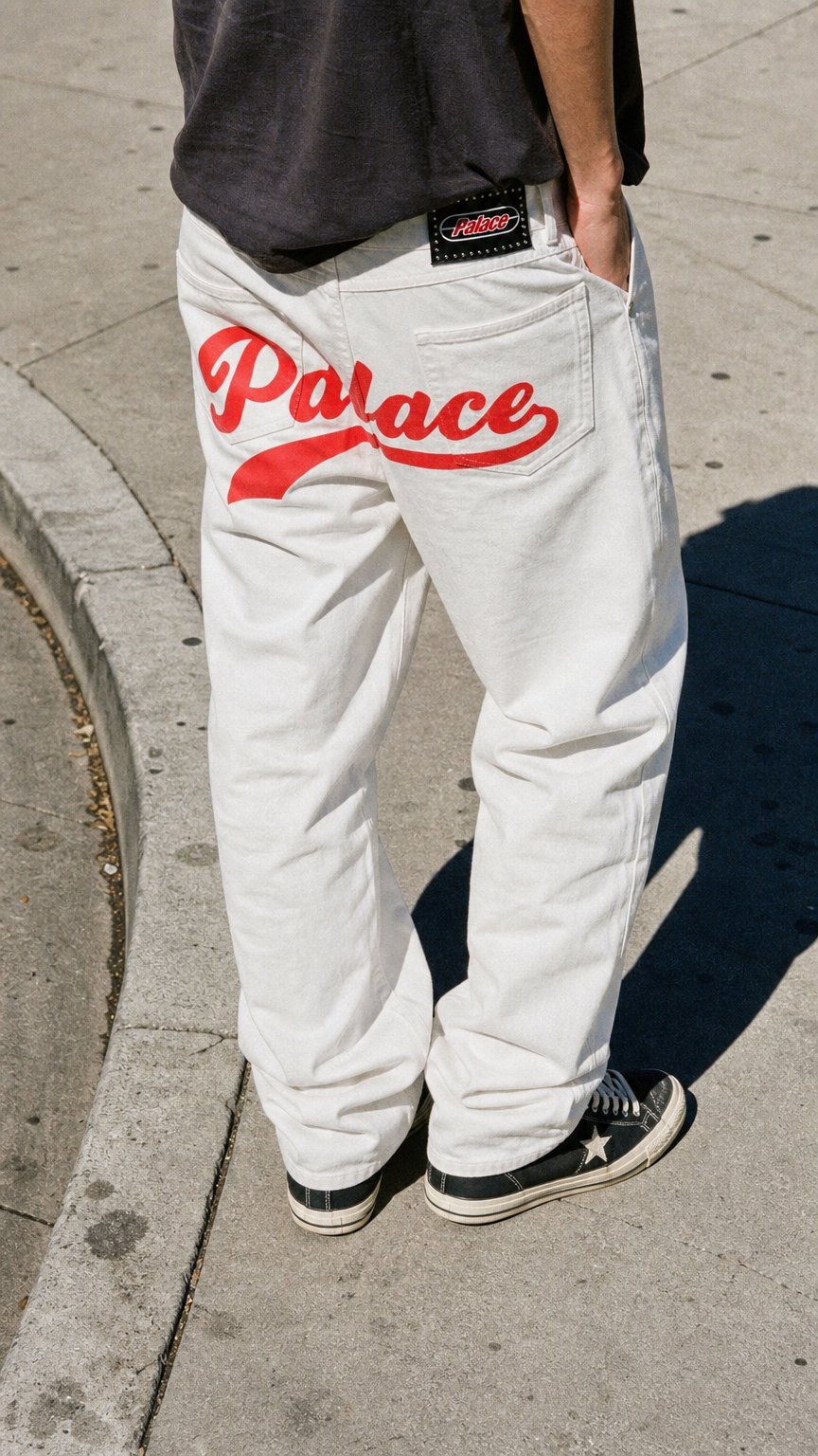 AI product shot of Palace Chain Script Pants