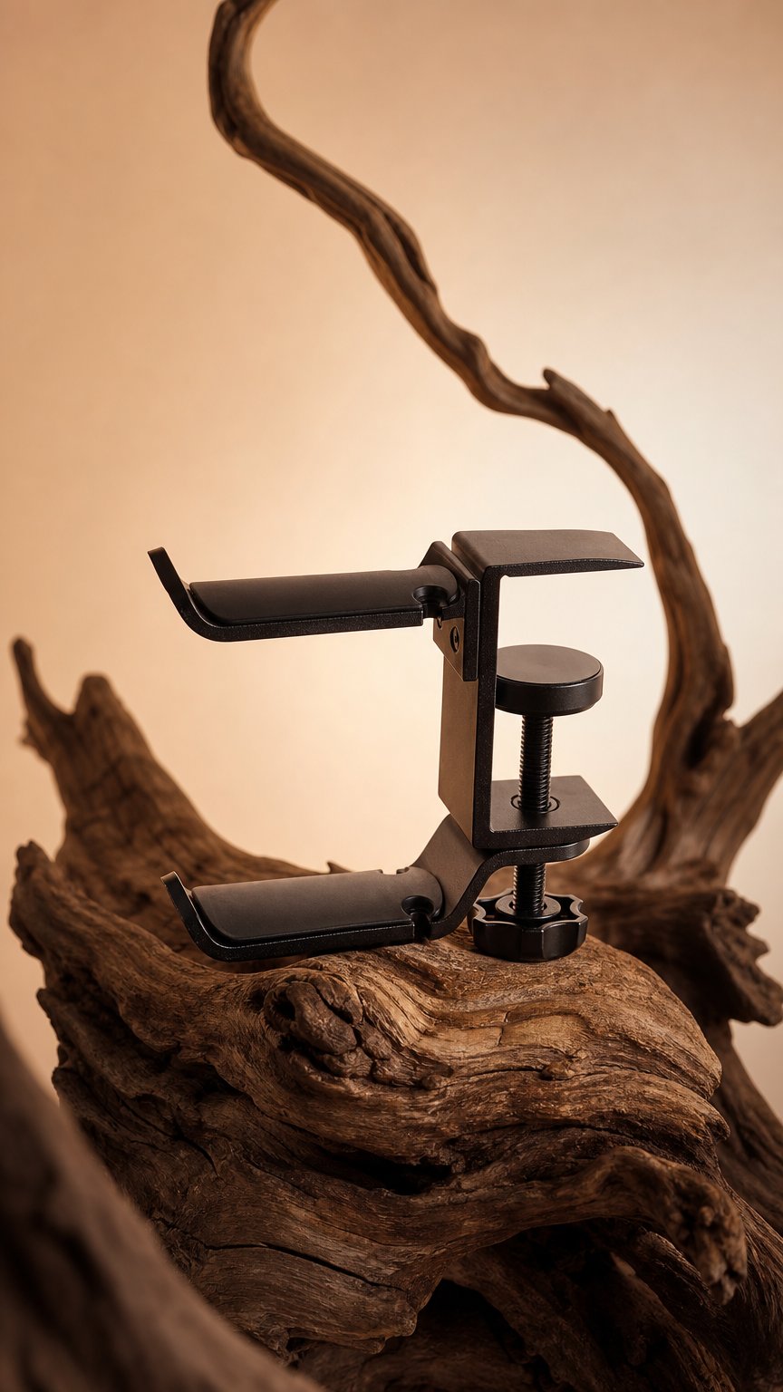 AI product shot of Clamp-On Desk Headphone Hook