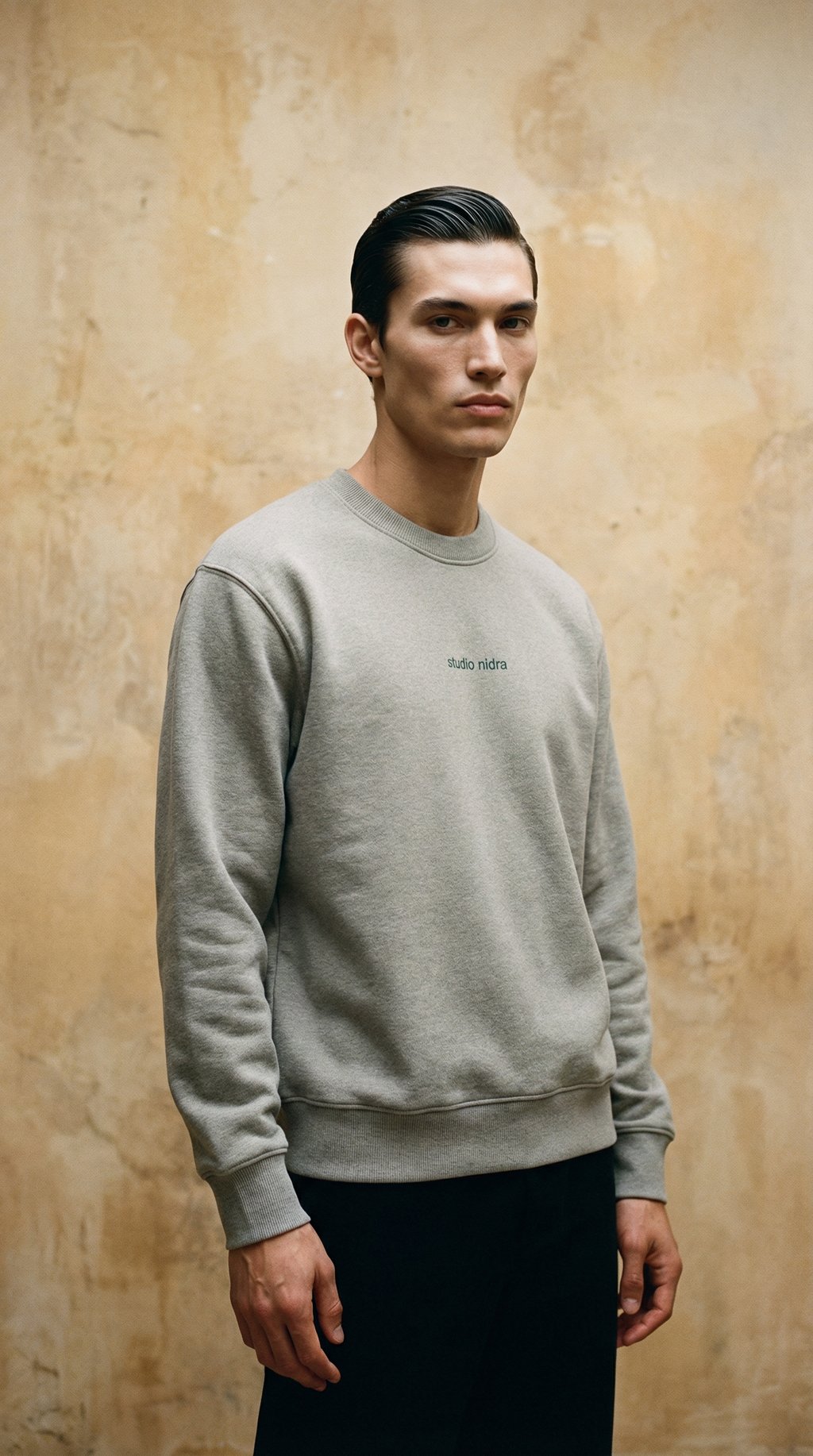 AI product shot of THE CREW SWEATSHIRT PEACHTECH™ "GREY MATTER"