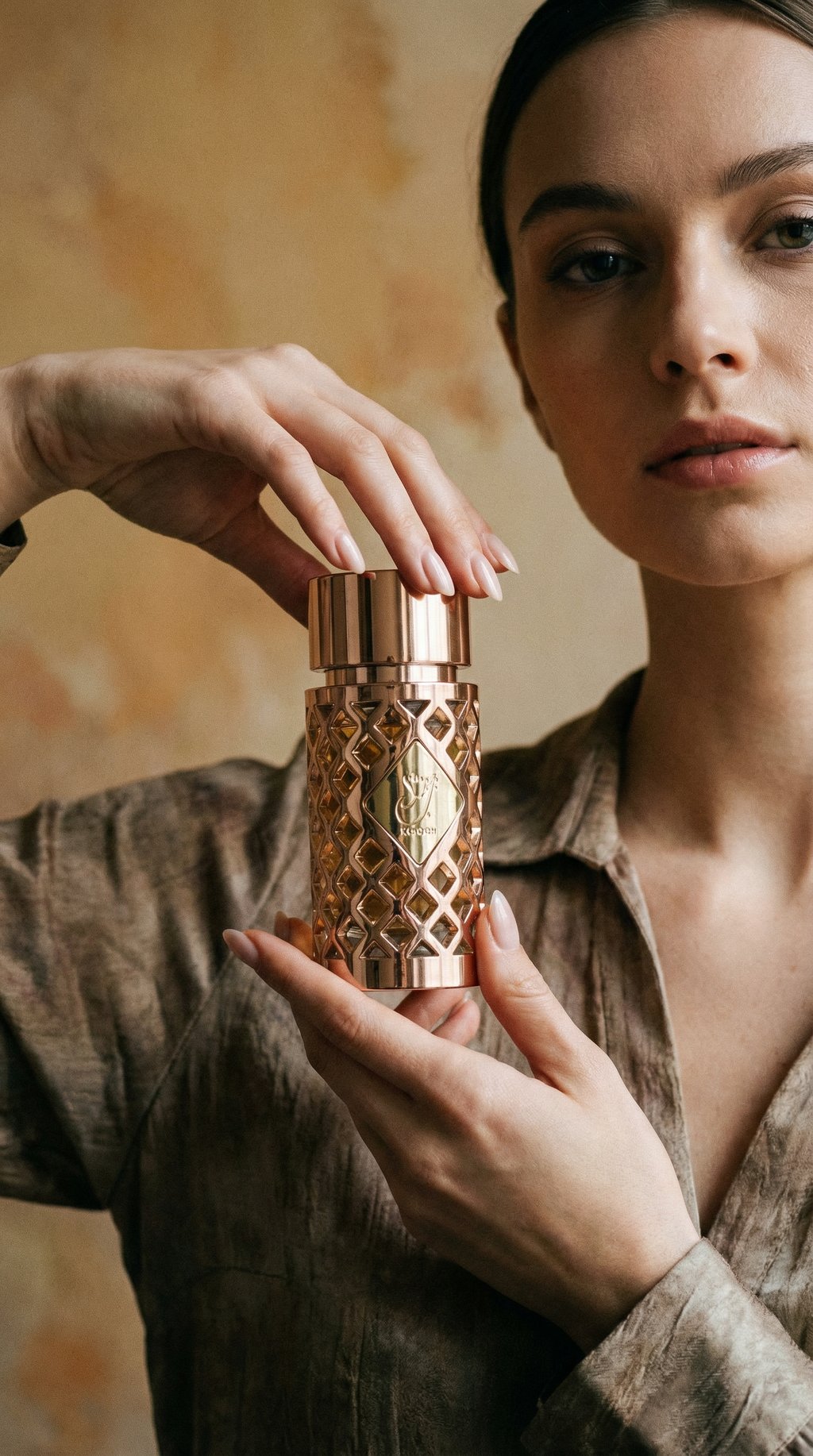 AI product shot of Apa de Parfum Jazzab Gold, Ard Al Zaafaran, Femei – 100ml