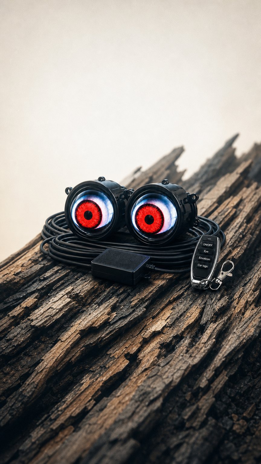 AI product shot of ApexGaze™- RGB Headlight Eyes