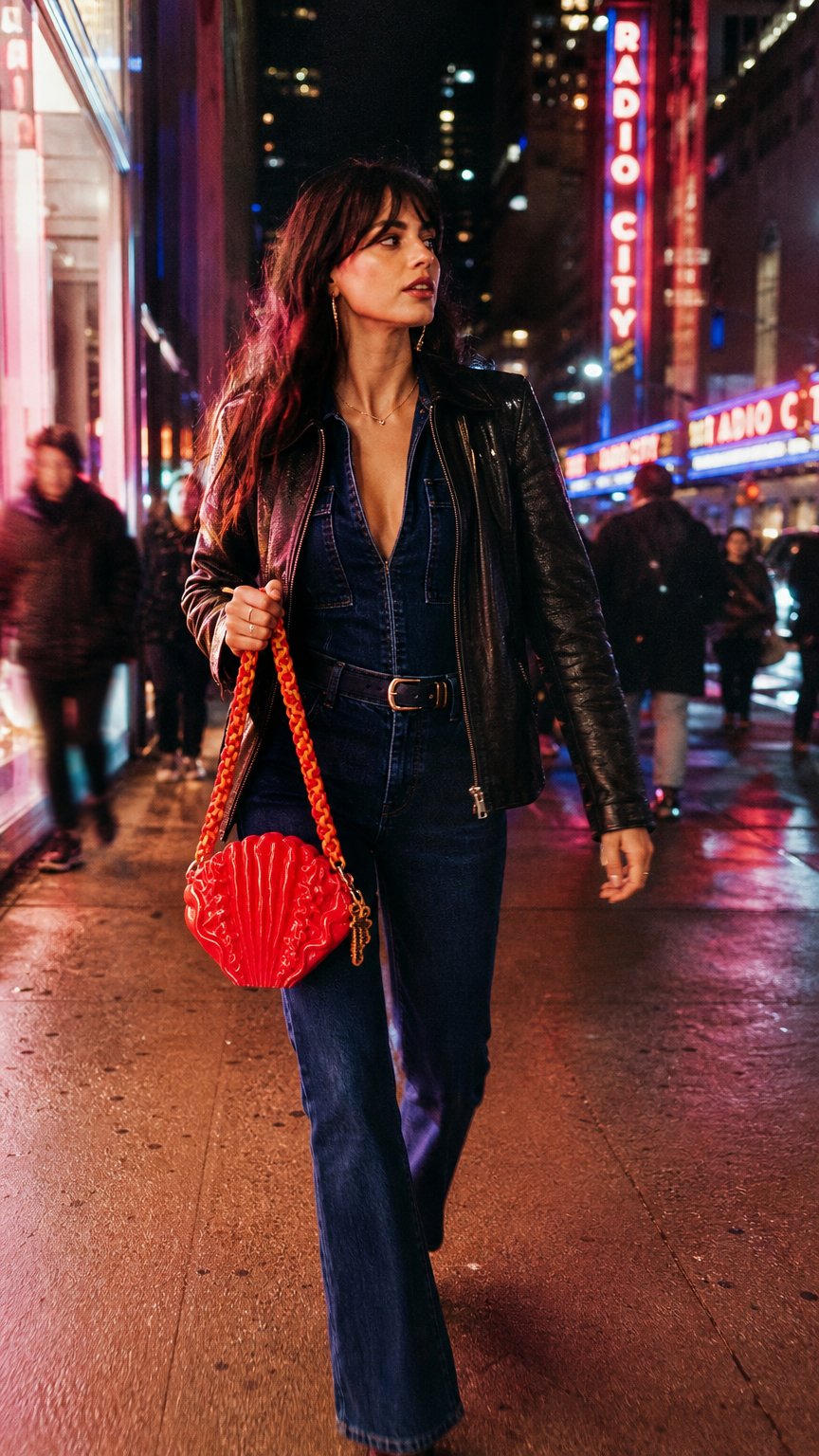 AI product shot of Scalloped Bag Deep Red