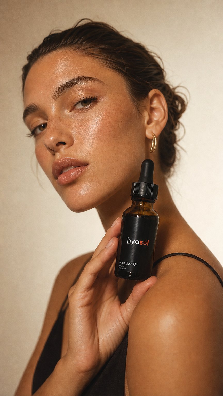 AI product shot of Anti-aging Rose Gold Oil