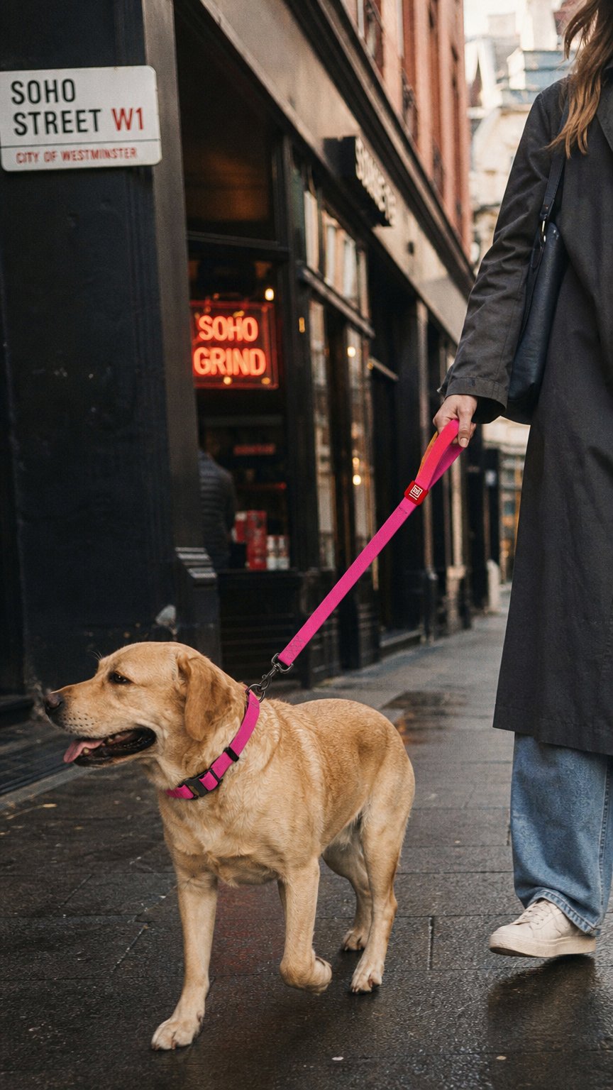 AI product shot of WAUDOG Waterproof Dog Leash - Pink