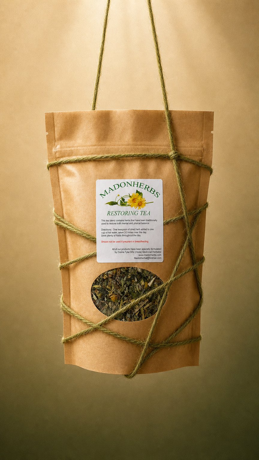 AI product shot of Restoring Tea 50gm