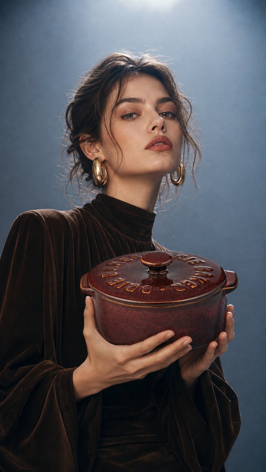 AI product shot of Loire Ceramic Brie Baker Burgundy