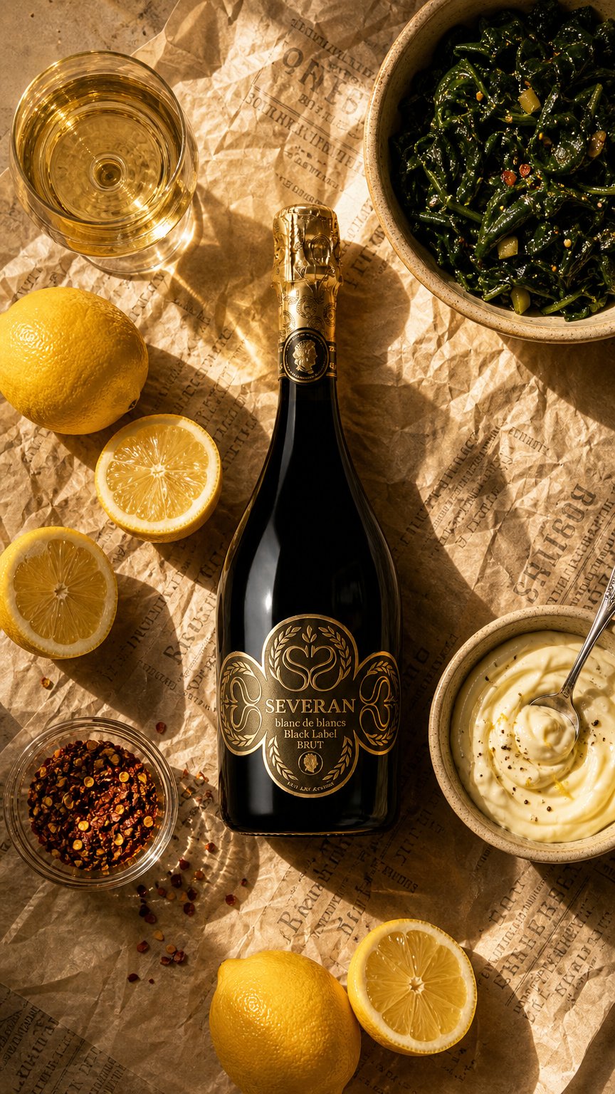 AI product shot of SEVERAN BLACK LABEL BLANC DE BLANCS BRUT
