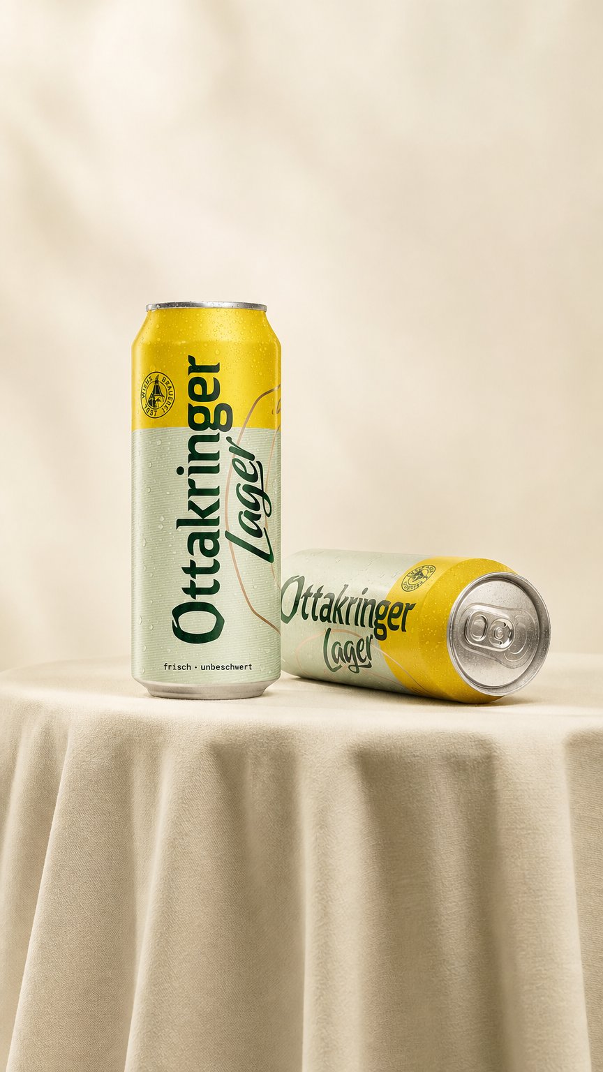 AI product shot of Ottakringer Lager