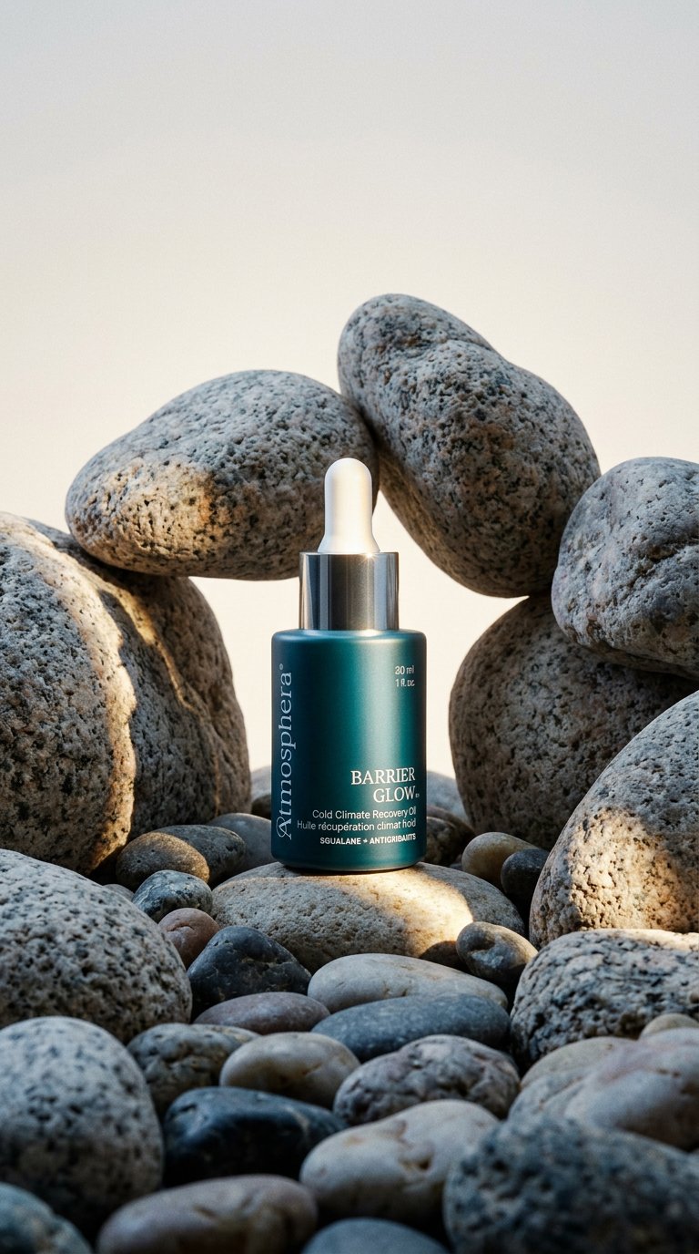AI product shot of BARRIER GLOW™ - Cold Climate Recovery Oil