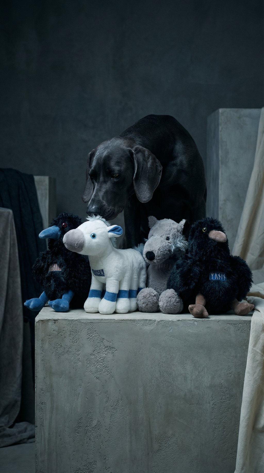 AI product shot of Grimfrost's Plushies, Collection 1