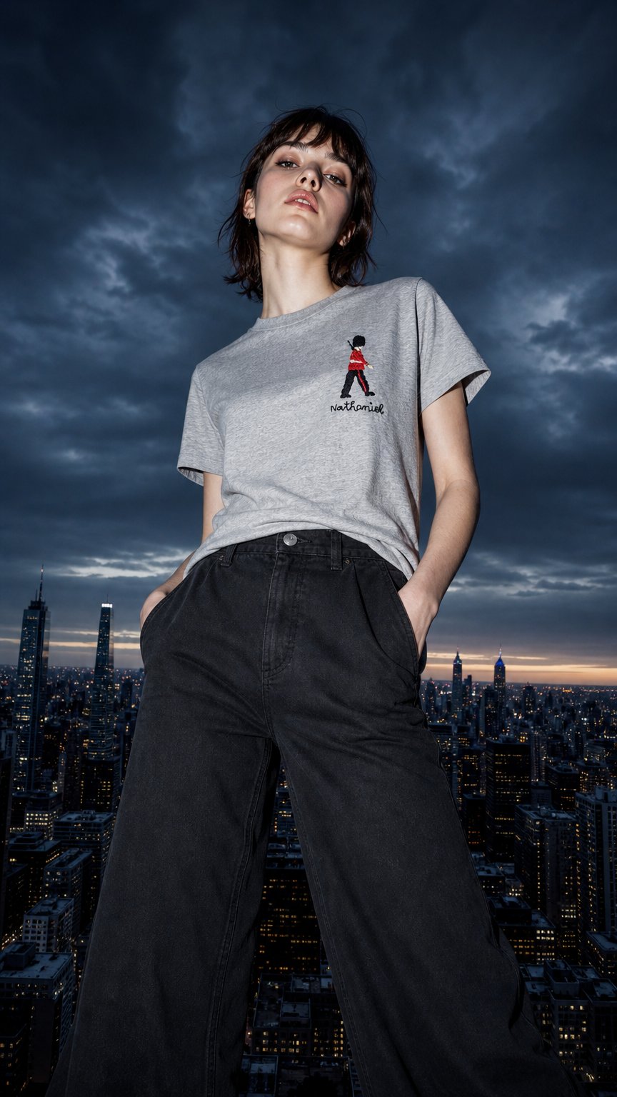AI product shot of Hand Embroidered Organic Cotton T-Shirts & Sweatshirts (Adult & Child)