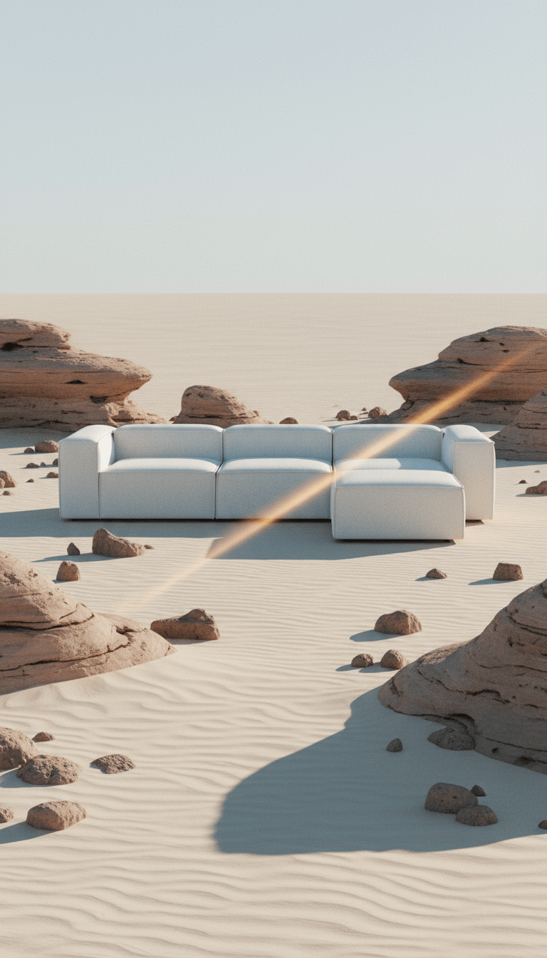 AI product shot of Modulares Sofa Lennon (4-Sitzer) mit Hocker (links/rechts)