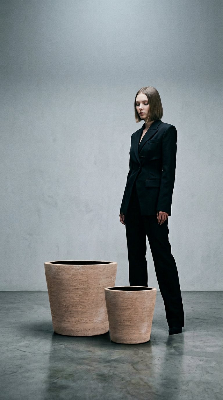 AI product shot of Saya plant pot conic