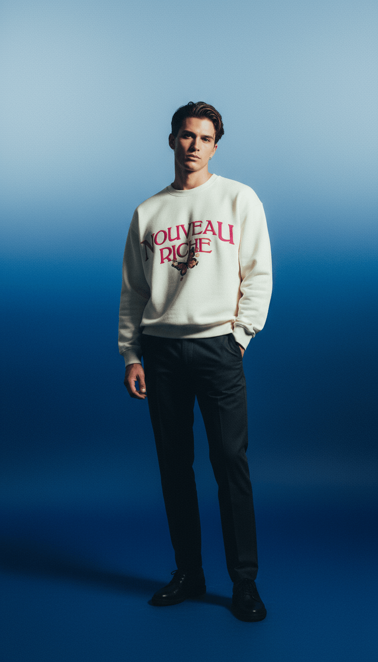 AI product shot of The Butterfly Crewneck