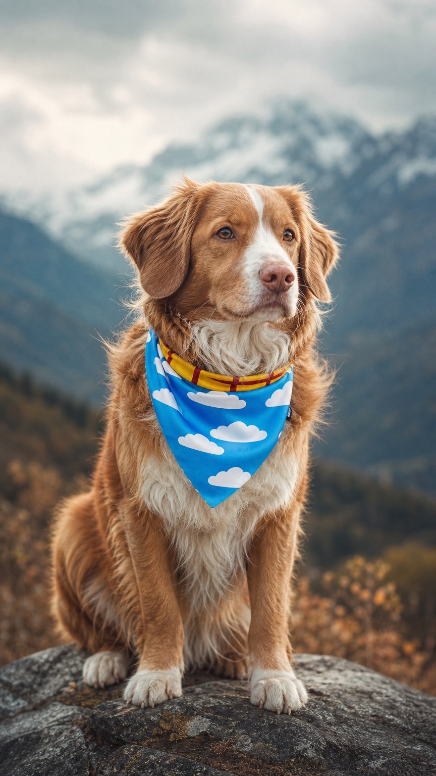 AI product shot of 'Howdy Partner' 2-in-1 Dog Bandana