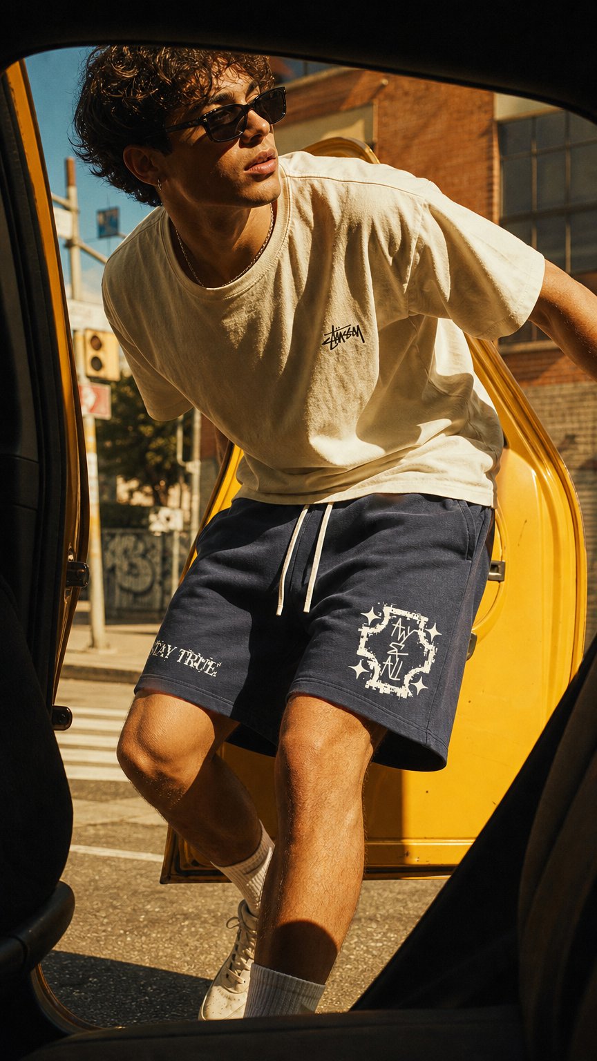 AI product shot of Sun Fade Raw Edge Cotton Shorts
