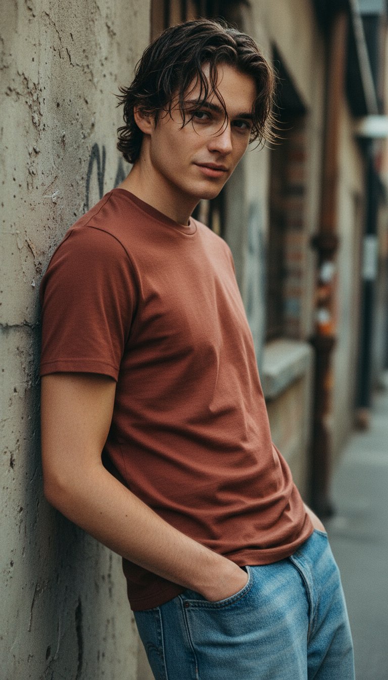 AI product shot of Chestnut Premium Pima Crew Neck
