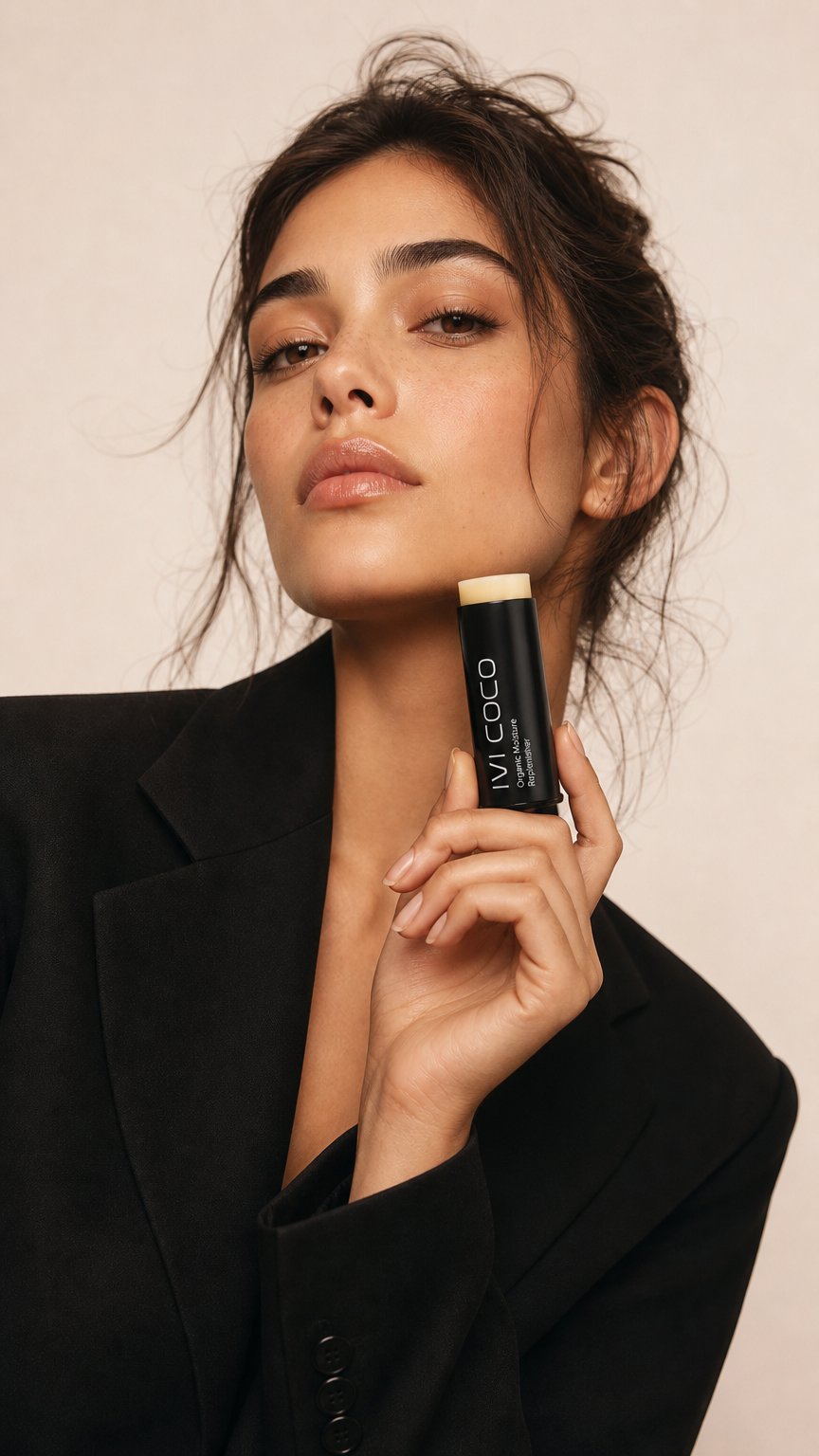 AI product shot of Organic Moisturising Balm Stick – Natural Skin Hydration | IVI COCO