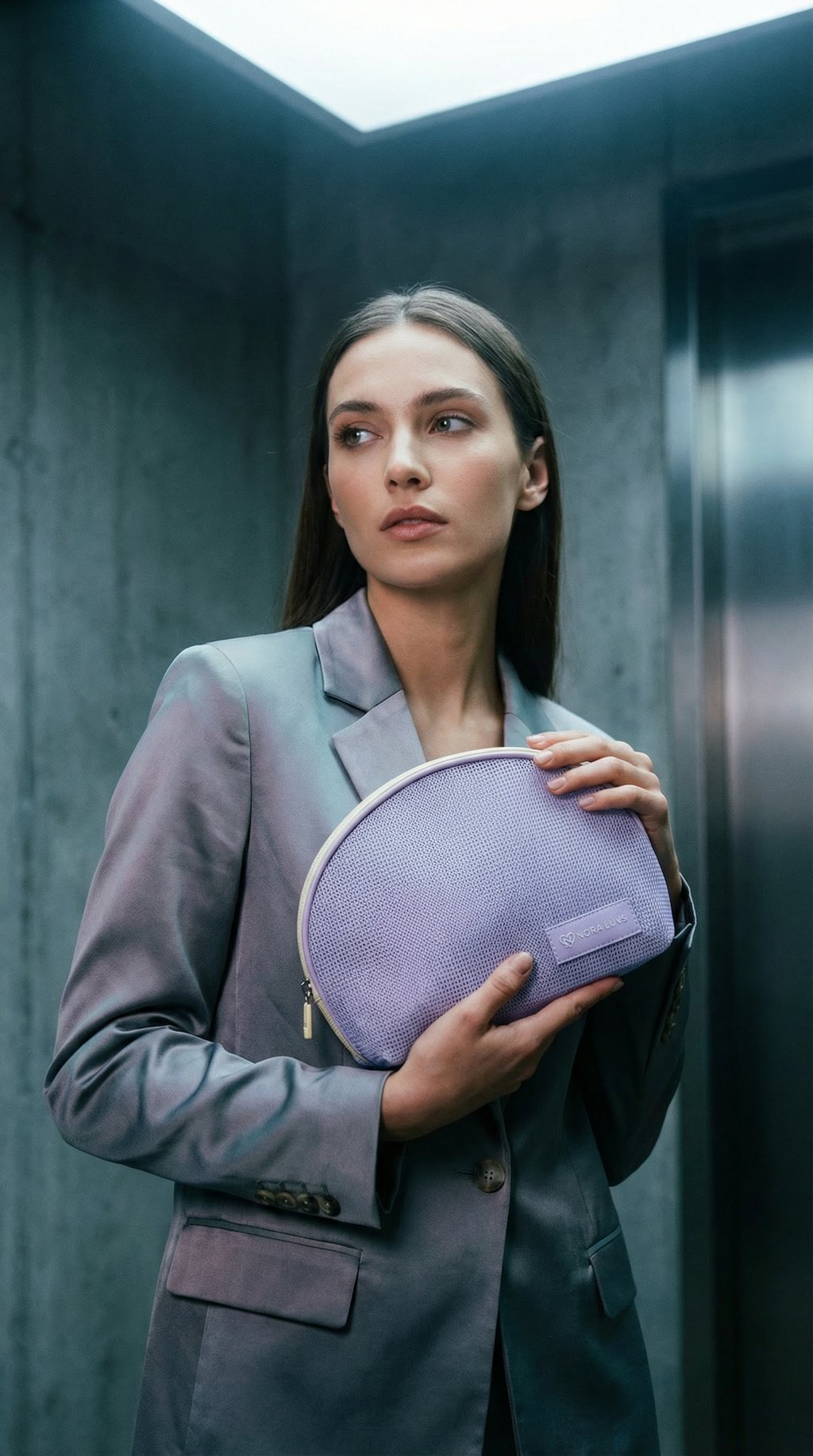 AI product shot of NORA LUVS Skincare Bag