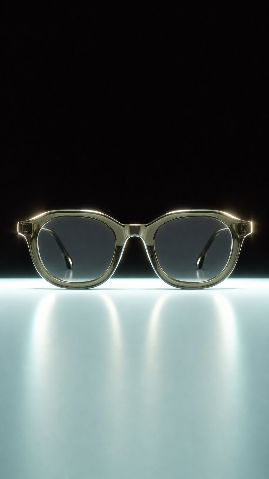 AI product shot of Custom Logo Mazzucchelli Acetate Sunglasses New Thick Frame in Green and Gray Handmade Italian Polish Round Bold Sun Glasses