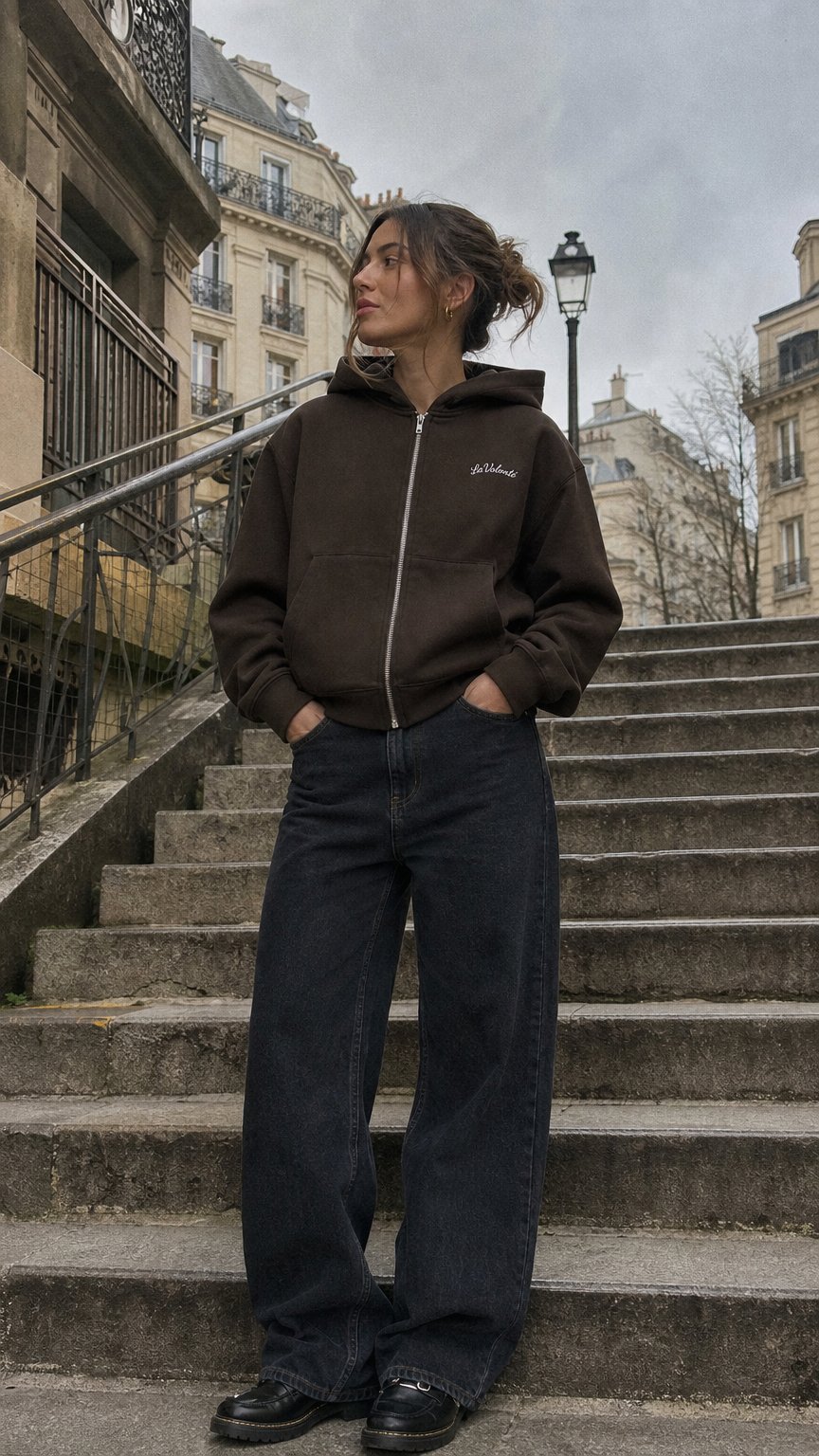 AI product shot of Cropped Zip-Up Boxy Hoodie