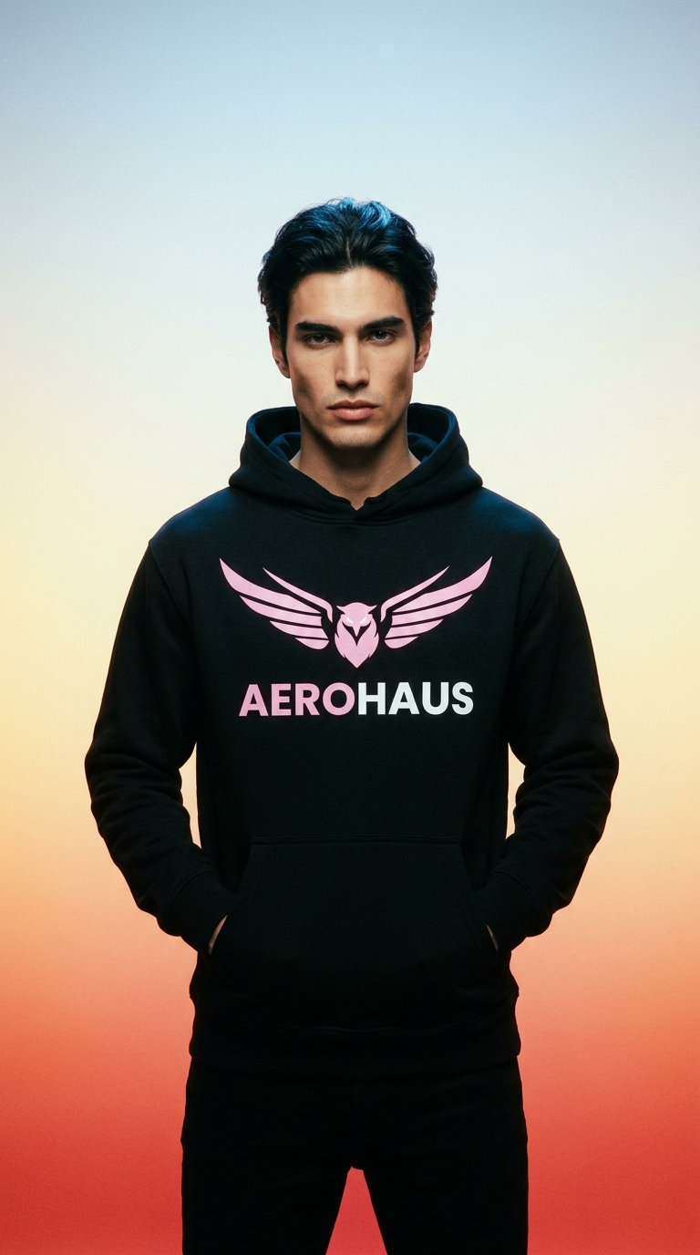 AI product shot of Aerohaus Her Travel hoodie