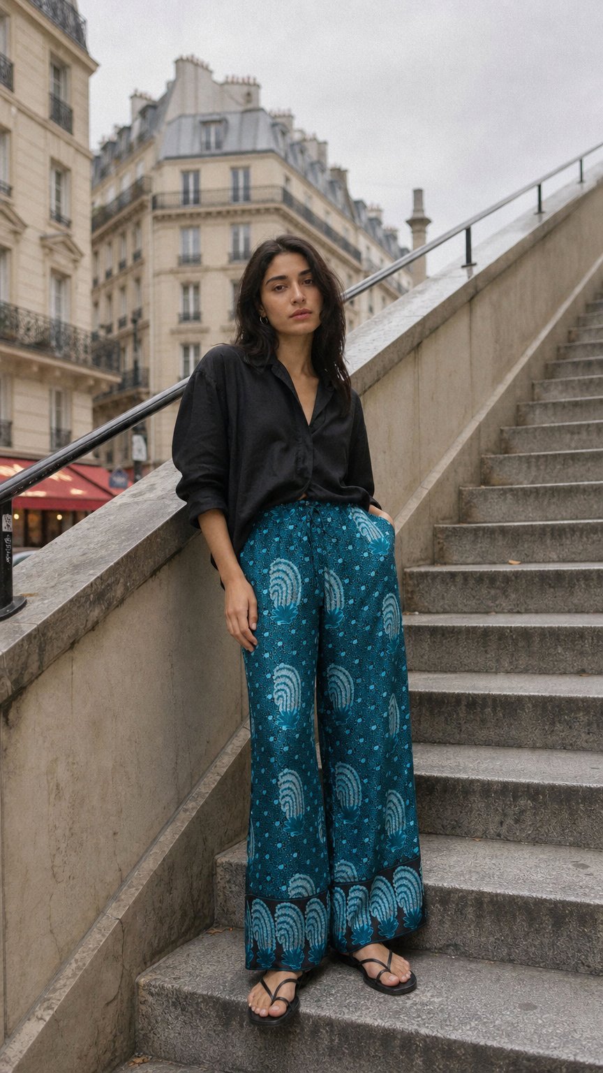 AI product shot of Hannah Artwear Azra Pant Tide Indigo