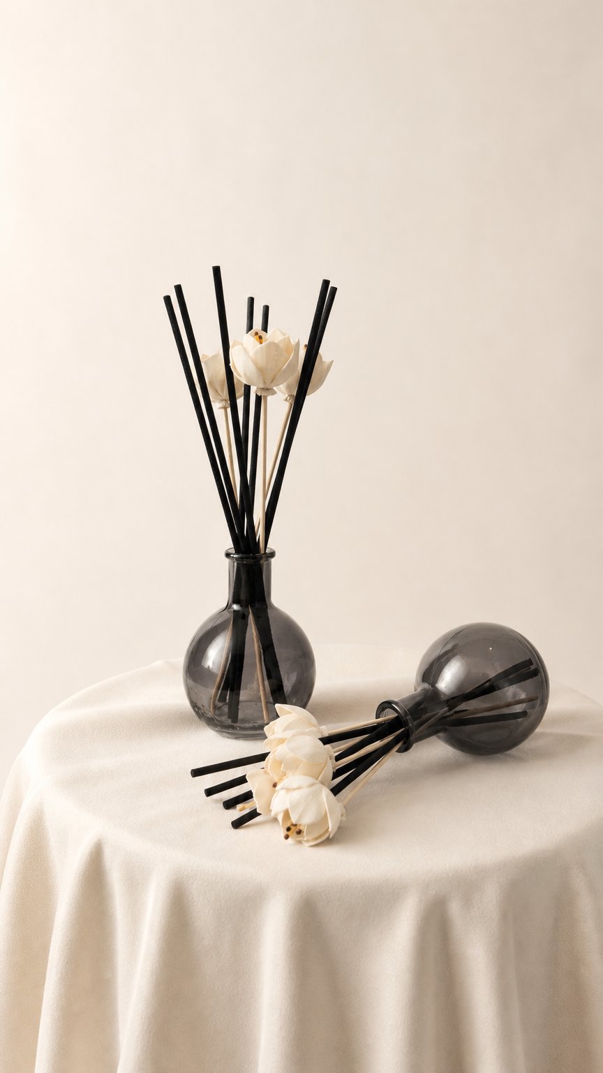 AI product shot of Leather Noir Bulb Reed Diffuser
