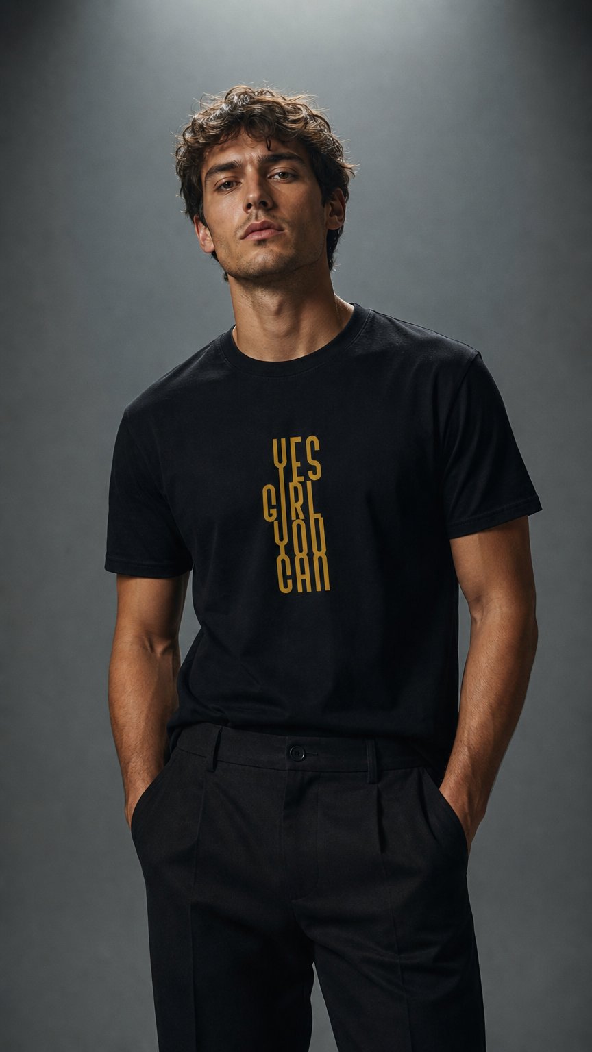 AI product shot of Yes Girl You Can Unisex T-särk