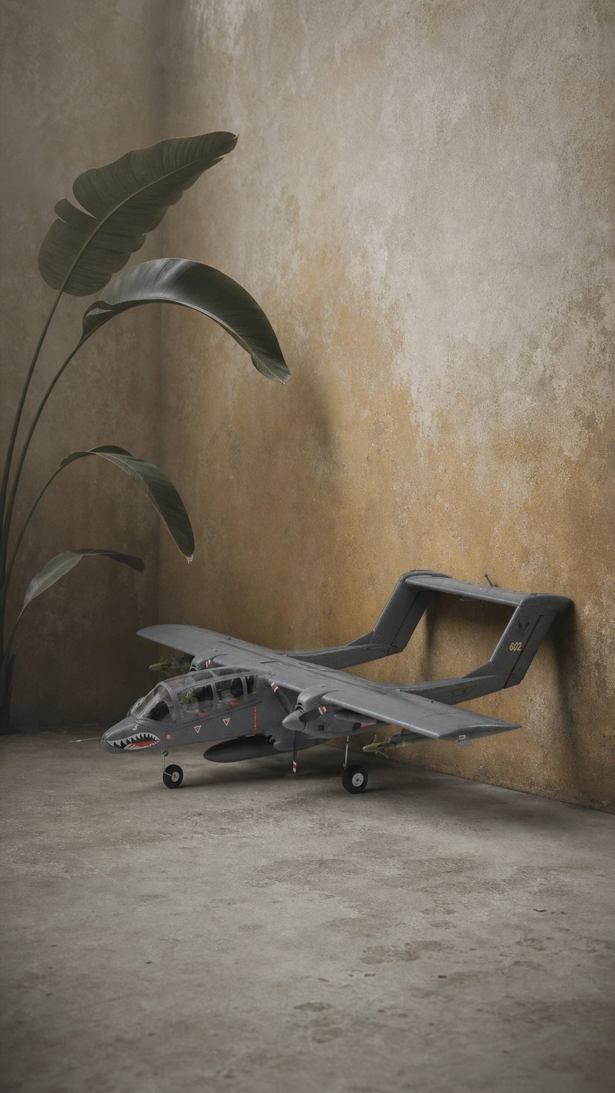 AI product shot of E-flite Micro OV-10 Bronco BNF Basic Electric Airplane (645mm) w/AS3X & SAFE Technology