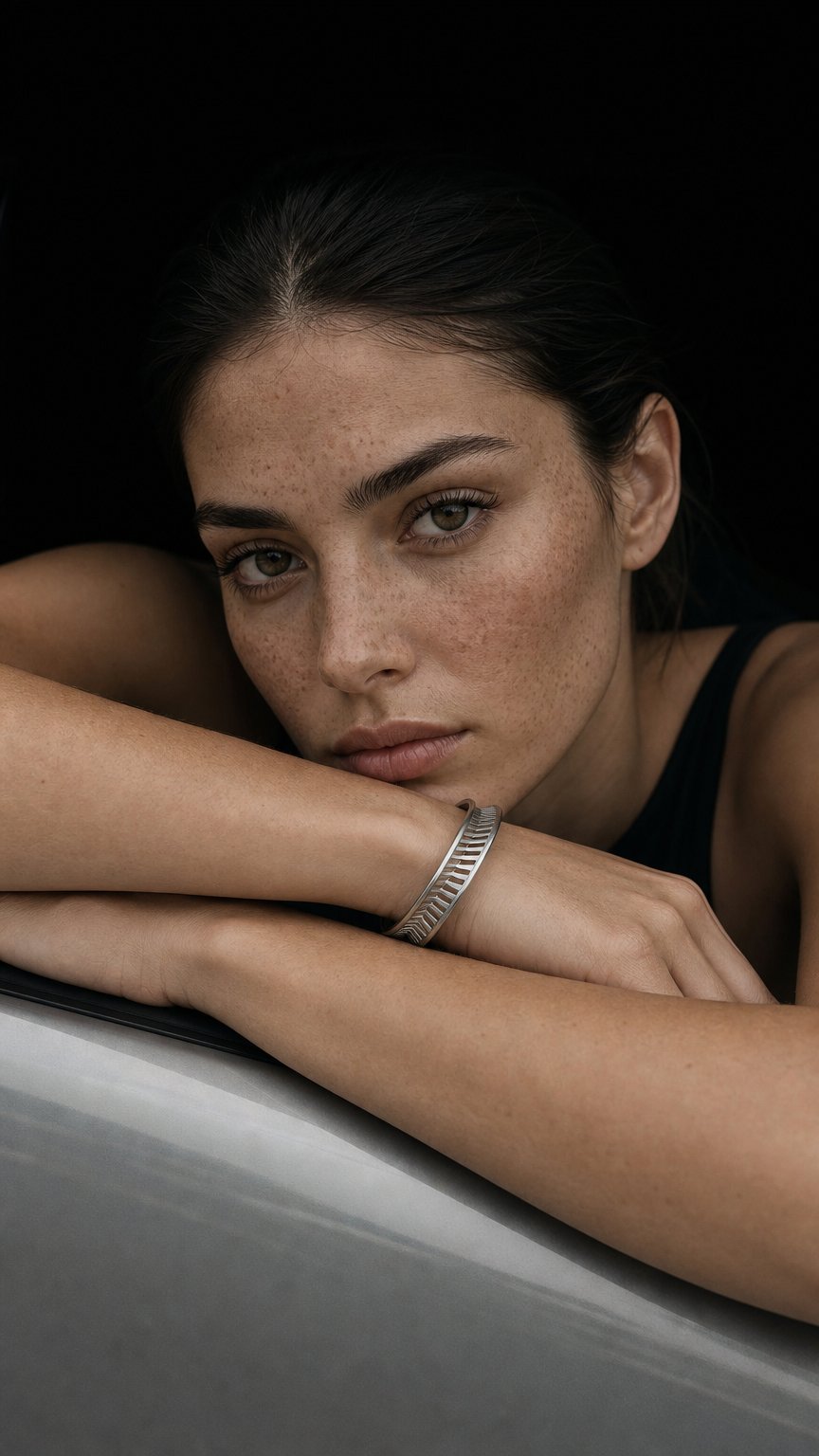 AI product shot of HELIX CUFF | STERLING SILVER