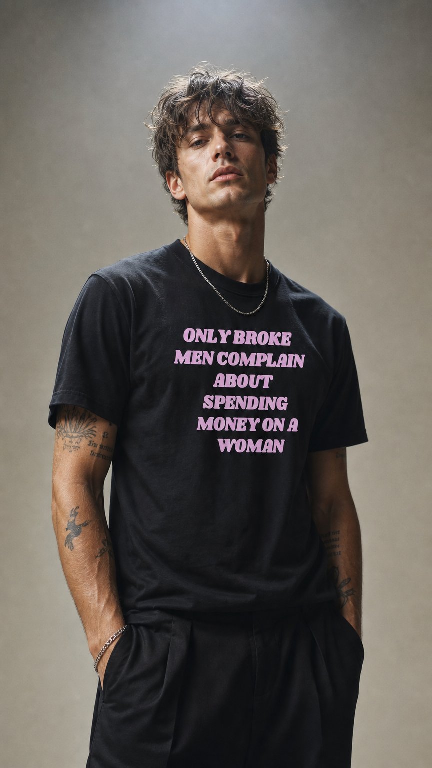 AI product shot of Only Broke Men Complain About Spending Money On A Woman