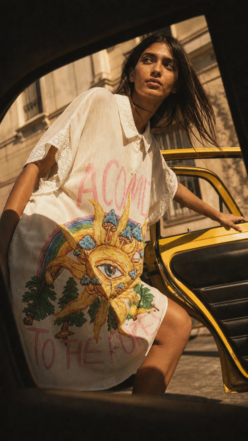 AI product shot of Italian Short Sleeve Shirt Dress